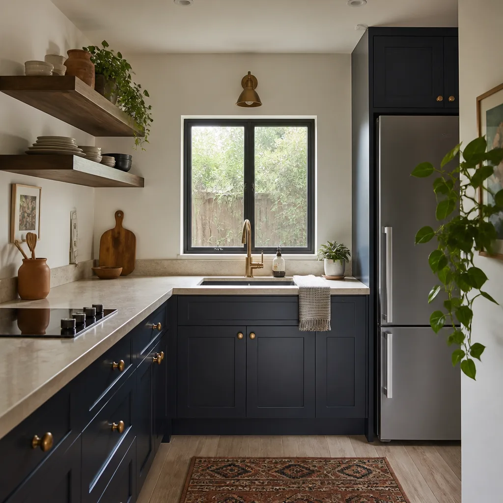 A compact kitchen inside a new ADU